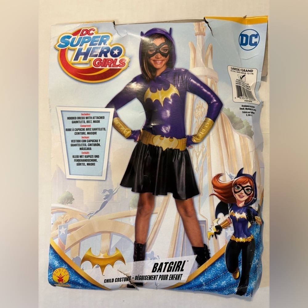DC Batgirl 3-pc Halloween costume girls size large (13-14) NEW